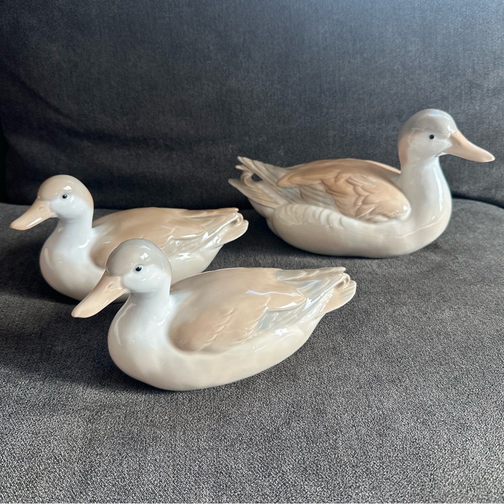 Vintage Otagiri Japan Fine Porcelain Ceramic Duck Bird Figurine Set 3